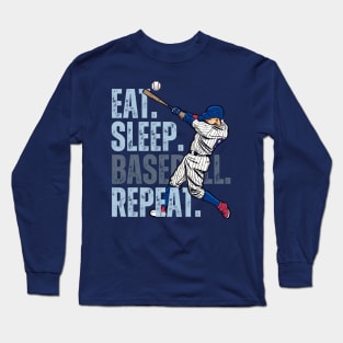 Eat Sleep Baseball Repeat Funny Baseball Player Long Sleeve T-Shirt